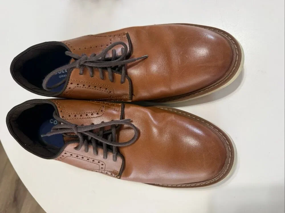 Cole Haan Grand Series Lace Up Oxford Loafer Brown Leather Office Prep Size 10.5
